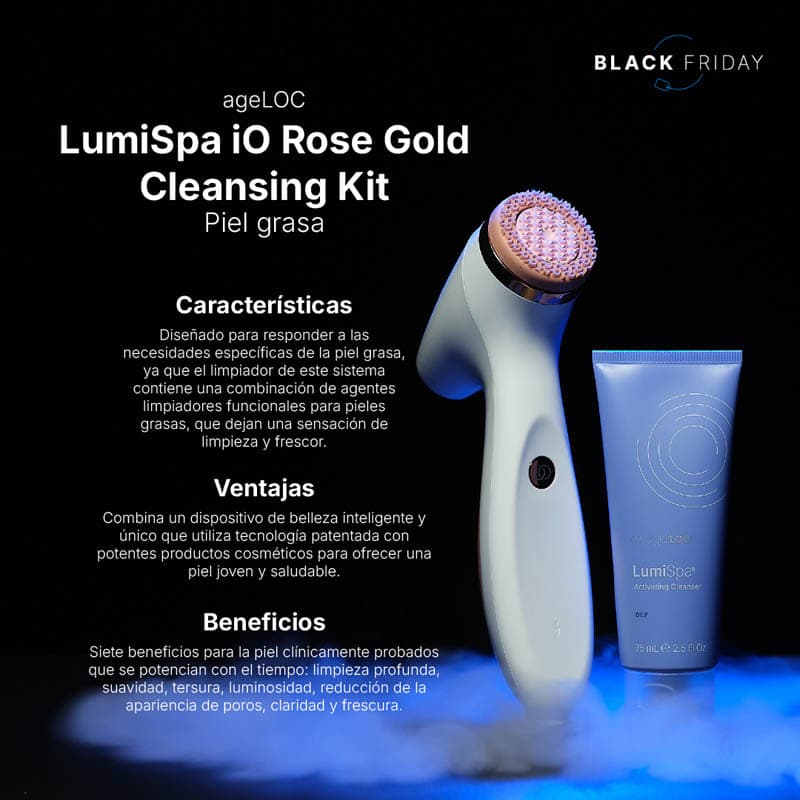 Kit de limpieza LumiSpa iO Rose Gold para piel grasa – Black Friday 2025