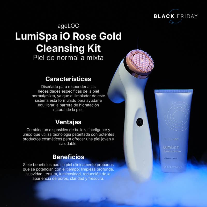 Kit de limpieza LumiSpa iO Rose Gold para piel normal – Black Friday 2025