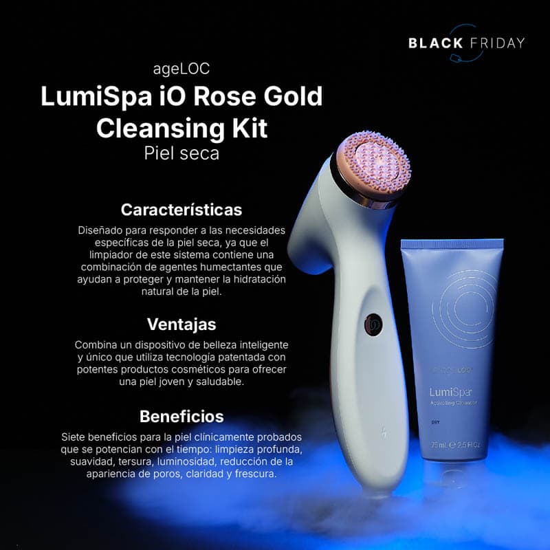 Kit de limpieza LumiSpa iO Rose Gold para piel seca – Black Friday 2025