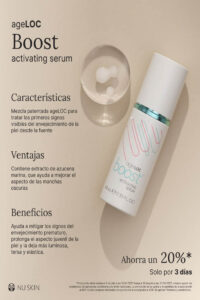 ageLOC Boost Activating Serum de Nu Skin, sérum facial que aporta luminosidad y mejora el aspecto de la piel.