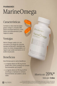 Pharmanex MarineOmega, complemento alimenticio con ácidos grasos Omega-3 para el corazón, el cerebro y la visión.